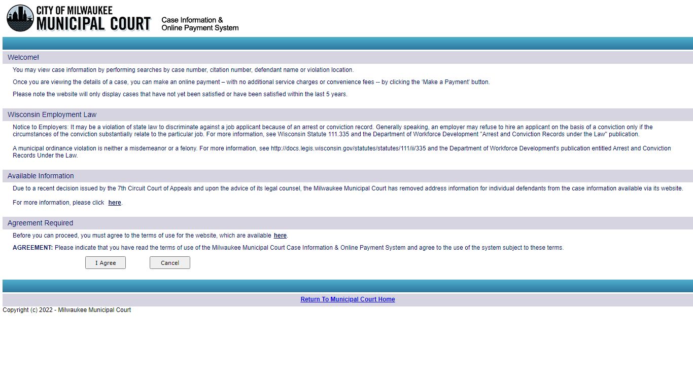 Milwaukee Municipal Court - Case Information and Online Payment System